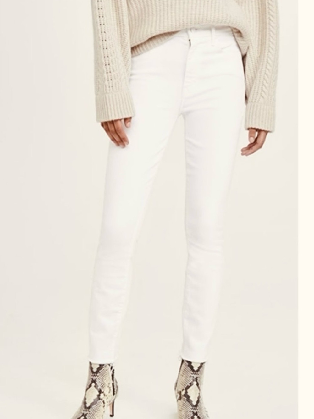MOTHER High Waisted Looker Ankle Fray off White 25 fairest of them all ivory